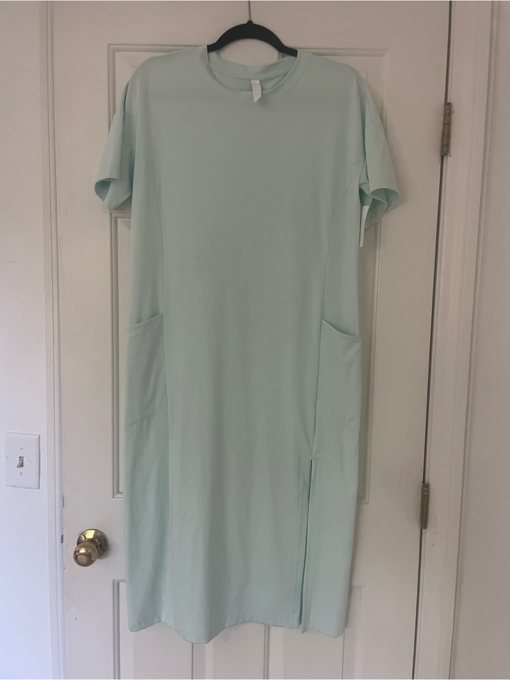Zella Mint Green Midi Shift Dress with Side Pockets